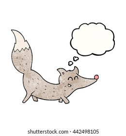 freehand drawn thought bubble textured cartoon little wolf