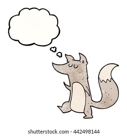 viñeta de textura de burbuja de pensamiento dibujada a mano libre lobo pequeño