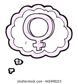 freehand drawn thought bubble textured cartoon female symbol