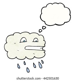 freehand drawn thought bubble textured cartoon rain cloud