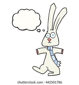 freehand drawn thought bubble textured cartoon rabbit