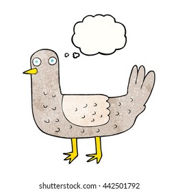 freehand drawn thought bubble textured cartoon bird