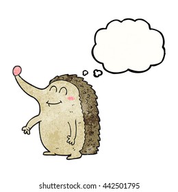 freehand drawn thought bubble textured cartoon hedgehog