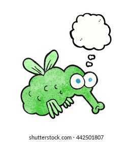 freehand drawn thought bubble textured cartoon fly