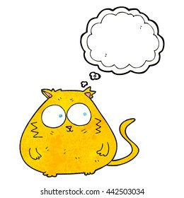 freehand drawn thought bubble textured cartoon fat cat