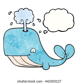 freehand drawn thought bubble textured cartoon whale spouting water