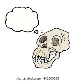 freehand gezeichnete Gedankenblase strukturierte Cartoon uralten Schädel