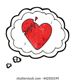freehand drawn thought bubble textured cartoon broken heart