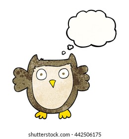 freehand drawn thought bubble textured cartoon owl