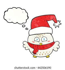 freehand drawn thought bubble textured cartoon cute christmas owl
