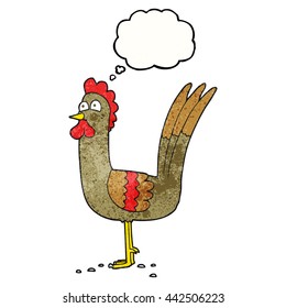freehand drawn thought bubble textured cartoon chicken