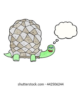 freehand drawn thought bubble textured cartoon tortoise