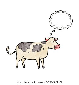 freehand drawn thought bubble textured cartoon cow
