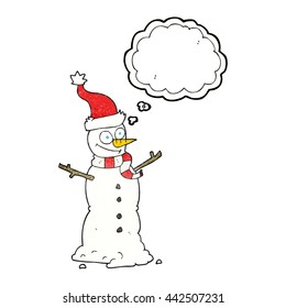 burbuja de pensamiento dibujada a mano libre texturizado caricatura de muñeco de nieve