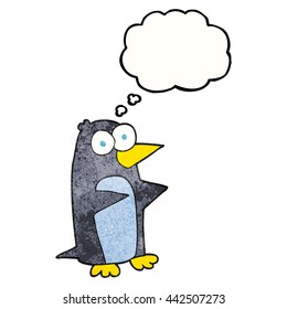 burbuja de pensamiento dibujada a mano libre textura caricatura pingüino