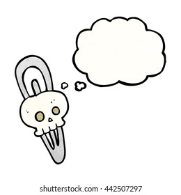 freehand drawn thought bubble textured cartoon skull hairclip