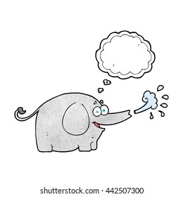 freehand drawn thought bubble textured cartoon elephant squirting water