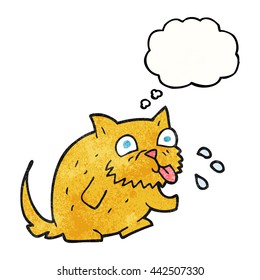 freehand drawn thought bubble textured cartoon cat blowing raspberry