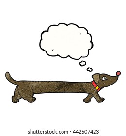 freehand drawn thought bubble textured cartoon dachshund