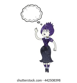 freehand gezeichnete Gedankenblase strukturierte Cartoon Vampir Mädchen