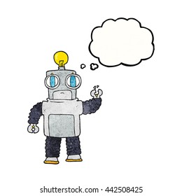 freehand drawn thought bubble textured cartoon robot