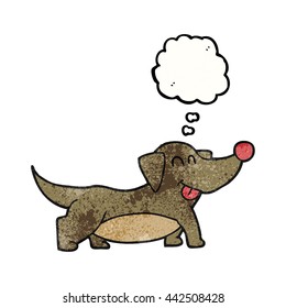 freehand drawn thought bubble textured cartoon happy little dog