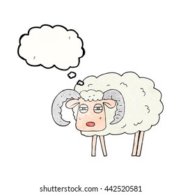freehand drawn thought bubble textured cartoon ram