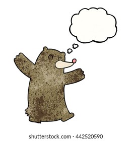 oso de dibujos animados con textura de burbuja de pensamiento dibujado a mano libre