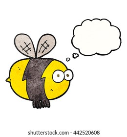 freehand drawn thought bubble textured cartoon bee