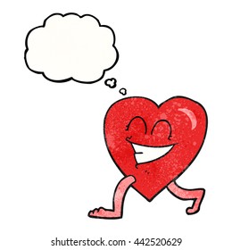 freehand drawn thought bubble textured cartoon walking heart
