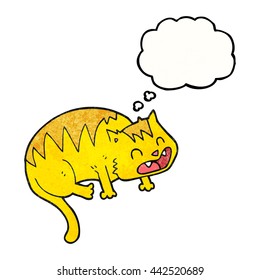 freehand drawn thought bubble textured cartoon cat