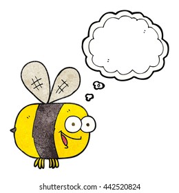freehand drawn thought bubble textured cartoon bee