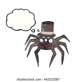 freehand drawn thought bubble textured cartoon halloween spider