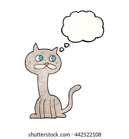 freehand drawn thought bubble textured cartoon cat