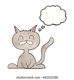 freehand drawn thought bubble textured cartoon cat