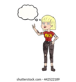 dibujo a mano libre burbuja de pensamiento textura caricatura chica de rock