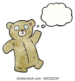 freehand drawn thought bubble textured cartoon teddy bear