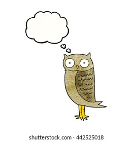 freehand drawn thought bubble textured cartoon owl