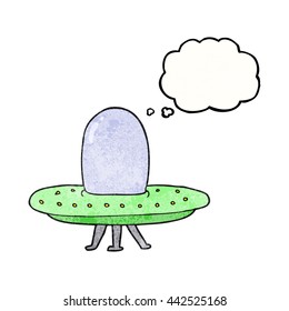 freehand drawn thought bubble textured cartoon spaceship