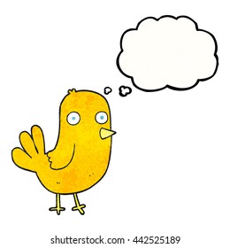 pájaro de dibujos animados con textura de burbuja de pensamiento dibujado a mano libre