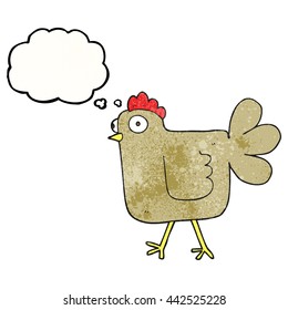 frisch gezeichnete, gedachte Blase strukturierte Cartoon Huhn