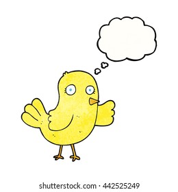 pájaro de dibujos animados con textura de burbuja de pensamiento dibujado a mano libre
