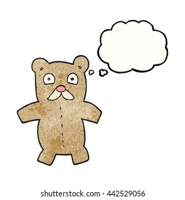 freehand drawn thought bubble textured cartoon teddy bear