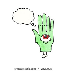 freehand gezeichnete Gedankenblase strukturierter Cartoon-Spooky-Augen-Hand