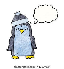 burbuja de pensamiento dibujada a mano libre textura caricatura pingüino