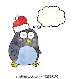 Freiburger gezeichneter Gedankenblase strukturierter Cartoon-Pinguin