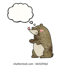 freehand drawn thought bubble textured cartoon bear