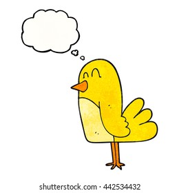 freehand drawn thought bubble textured cartoon bird