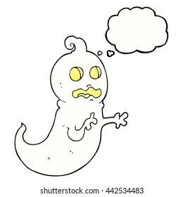 freehand drawn thought bubble textured cartoon ghost