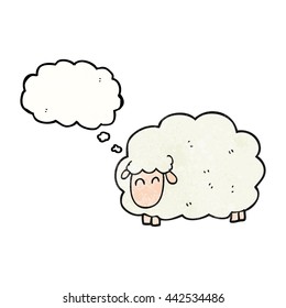 freehand drawn thought bubble textured cartoon sheep